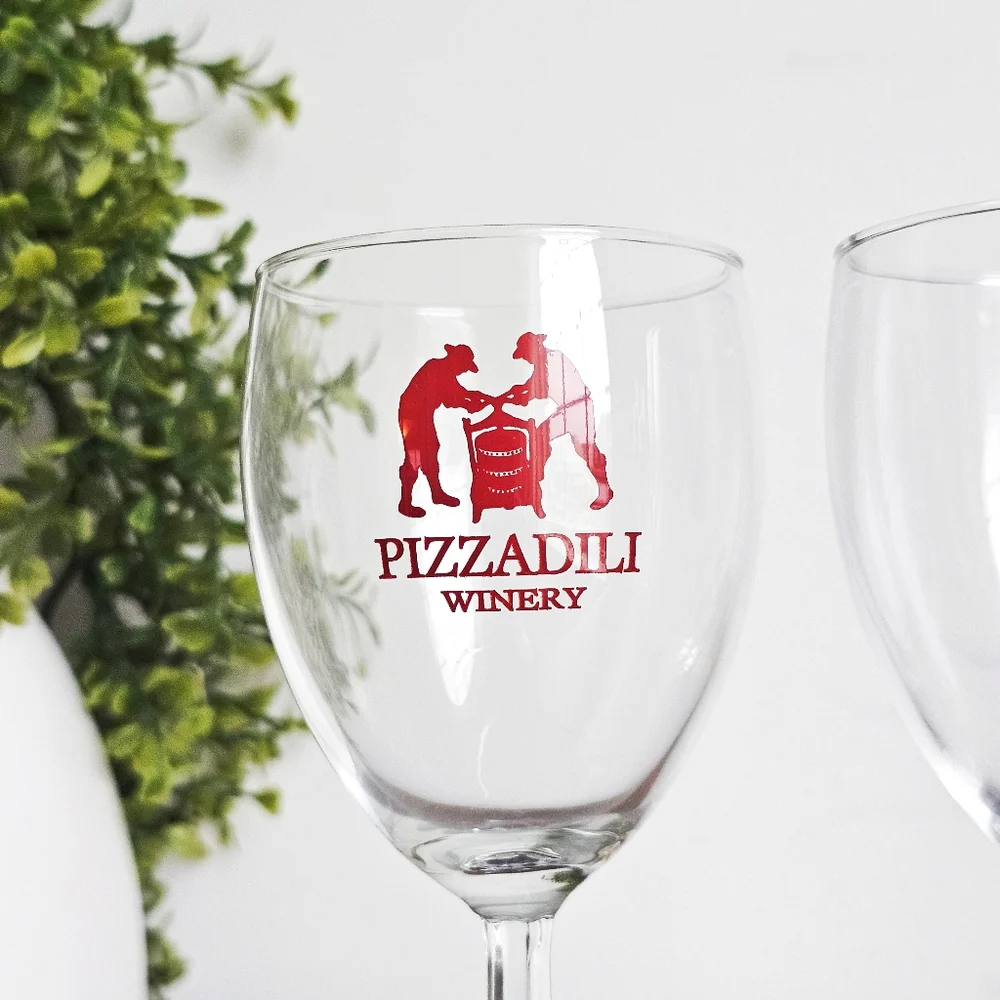 🍷 Pizzadili Winery Wine Glasses Set of 2 Stemmed Logo Glassware Barware